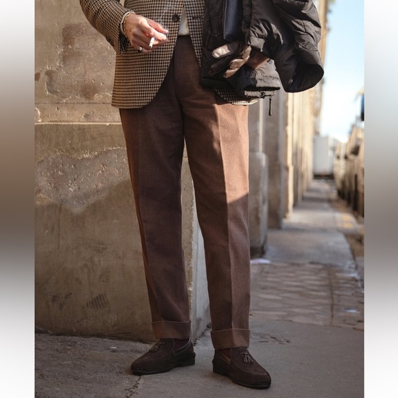 Zanella Other - $1,250 Loro Piana Carlo Flat Front Tasmanian 250 trousers brown wool cuffed